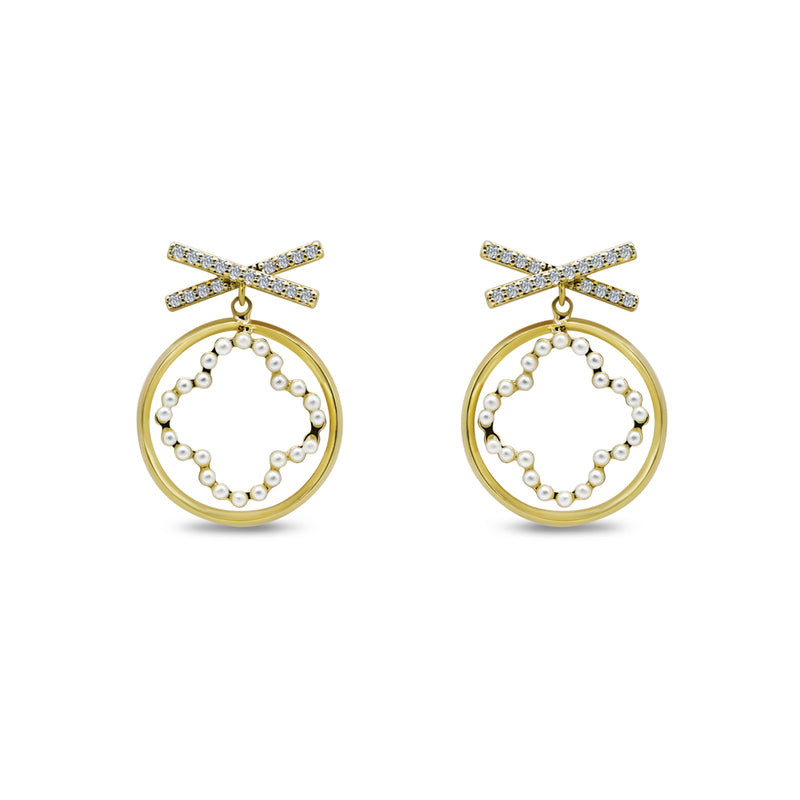 Pearl Hoop Earrings with Bow