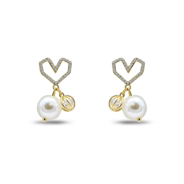 Diamond Heart Pearl Drop