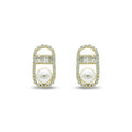 Pearl & Diamond Oval Stud