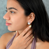 Pearl & Diamond Circle Stud