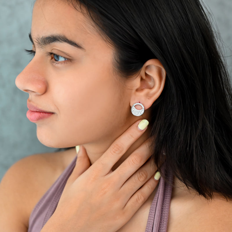 Pearl & Diamond Circle Stud