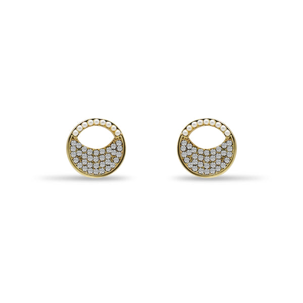 Pearl & Diamond Circle Stud