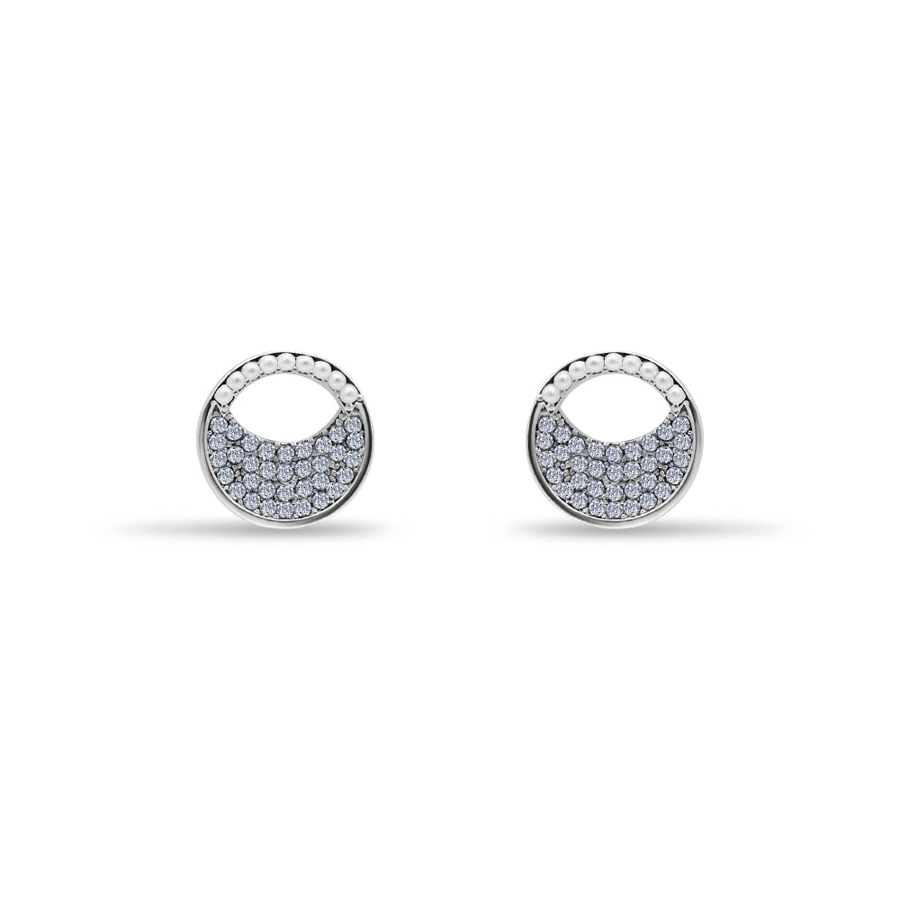 Pearl & Diamond Circle Stud