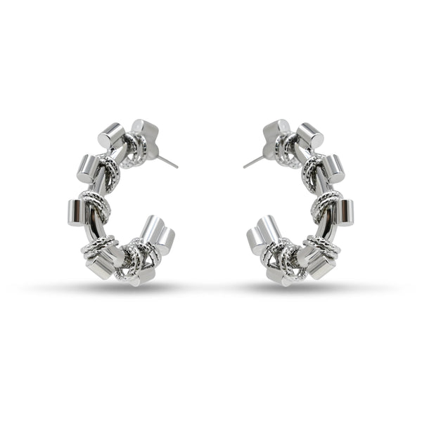 Textured Silver Hoop