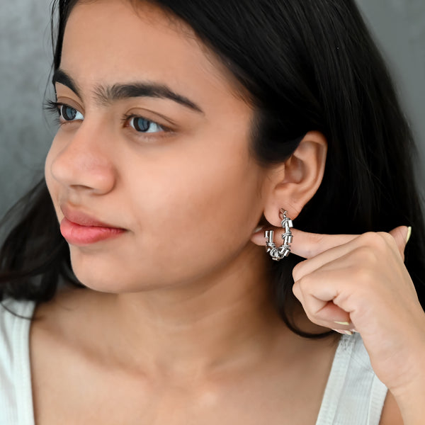 Textured Silver Hoop