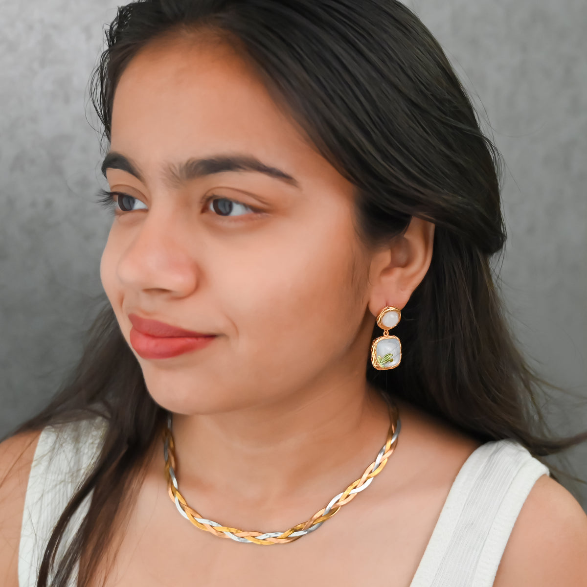 Gold & Enamel Drop