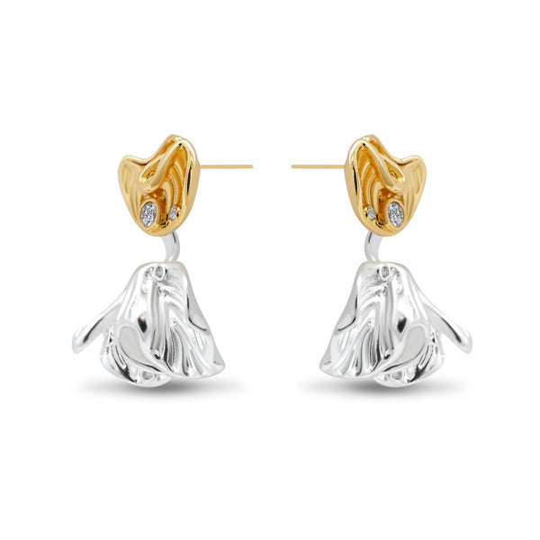 Two-Tone Floral Drop with Diamond Accents