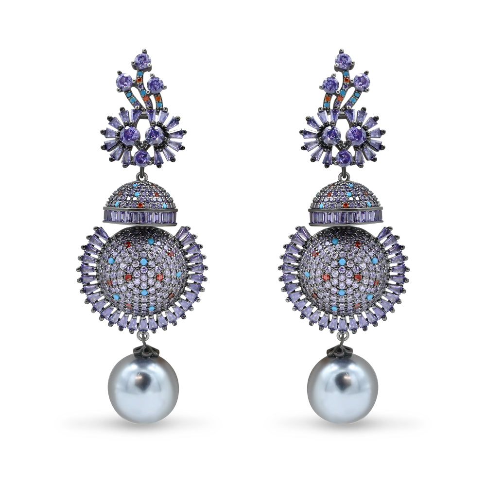Blue & Multicolor Gemstone with Pearl Drop
