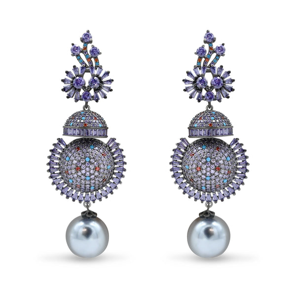 Blue & Multicolor Gemstone with Pearl Drop