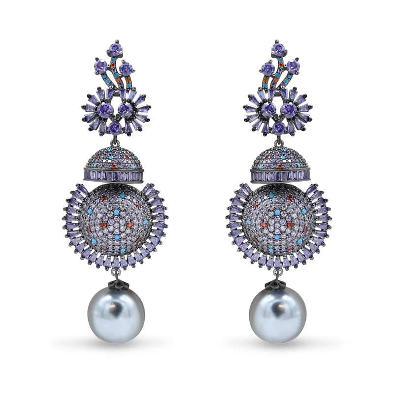 Blue & Multicolor Gemstone with Pearl Drop