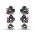 Multicolor Floral Earrings with Sparkling Gemstones