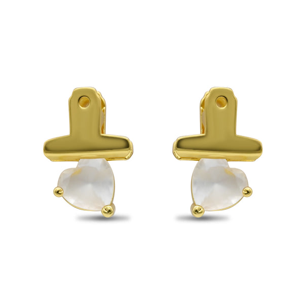 Gold Heart Stud with Mother of Pearl
