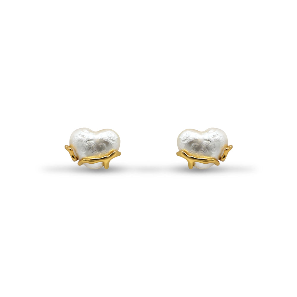 Baroque Pearl Heart Stud