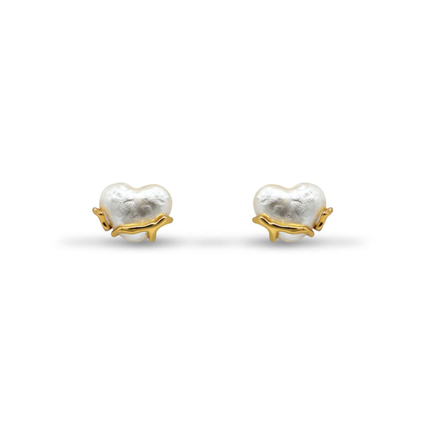 Baroque Pearl Heart Stud