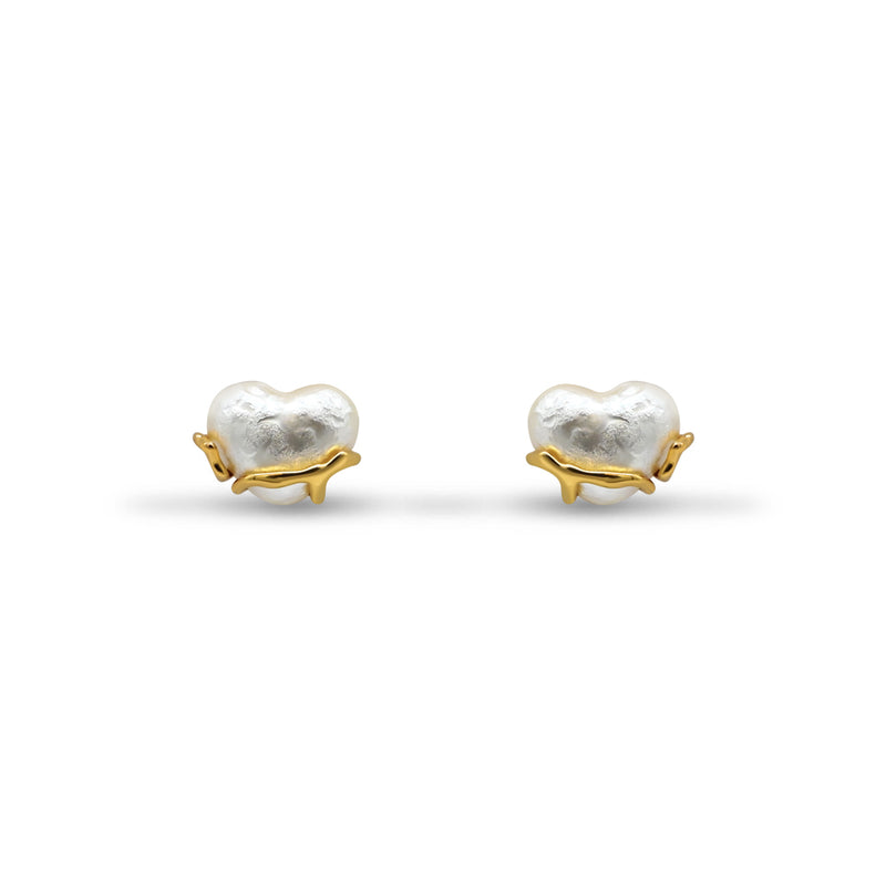 Baroque Pearl Heart Stud