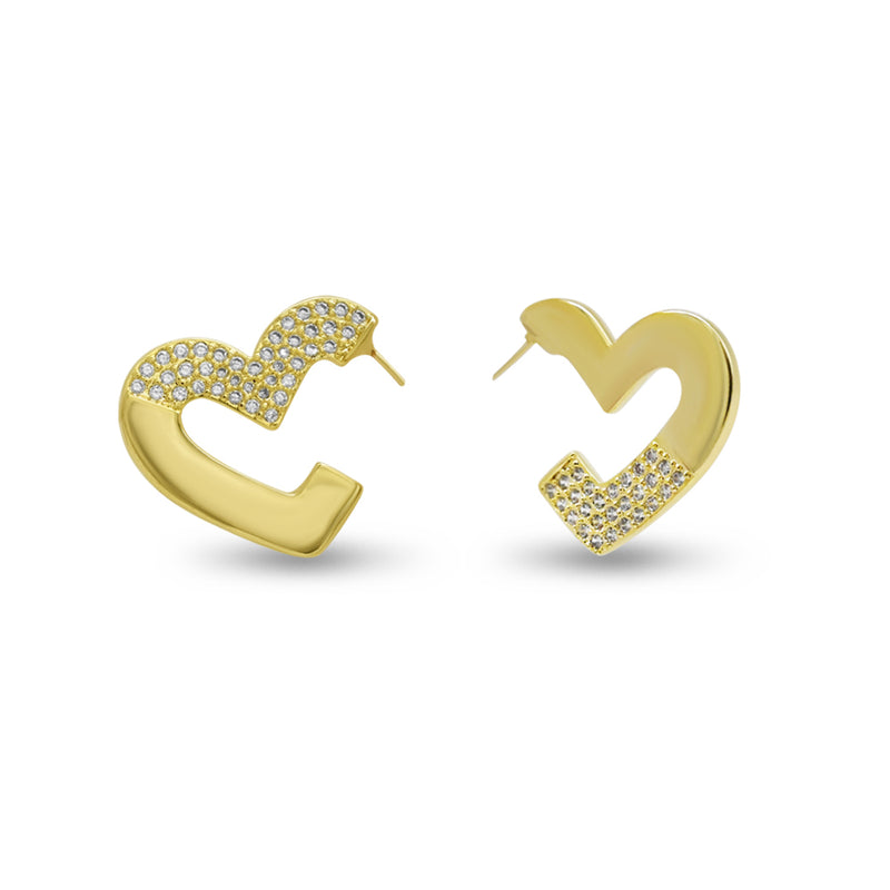 Gold Heart Hoop with CZ Pave