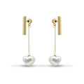 Gold Bar Drop with Heart Pearl