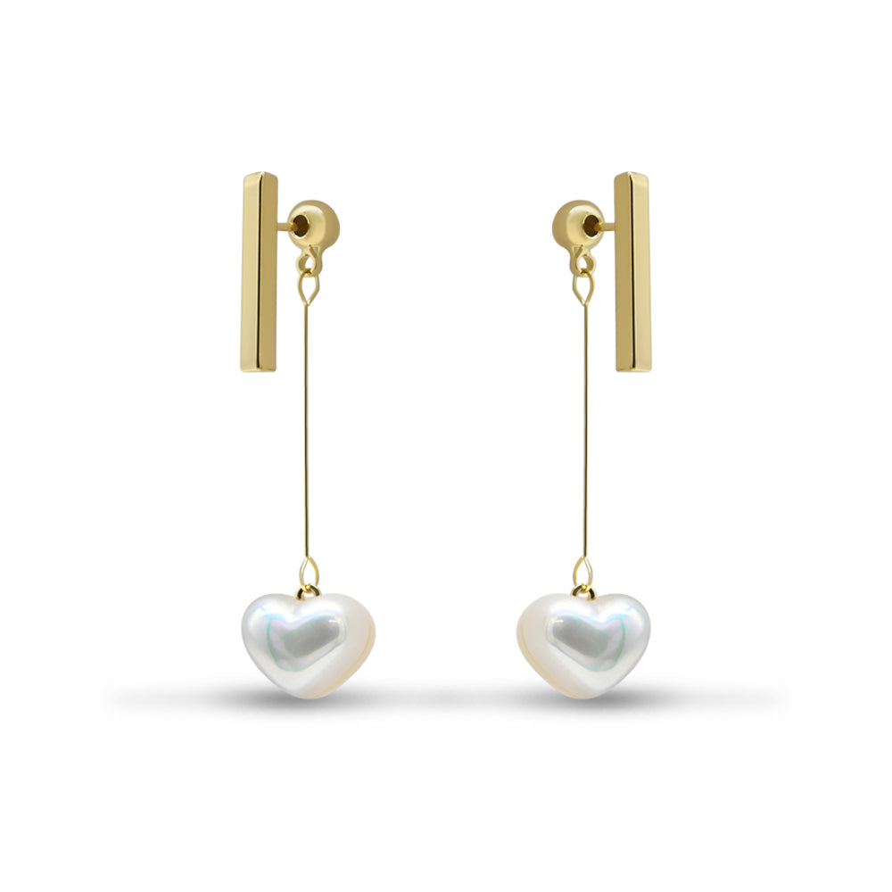 Gold Bar Drop with Heart Pearl