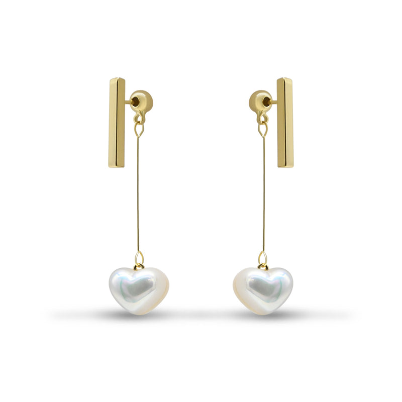 Gold Bar Drop with Heart Pearl