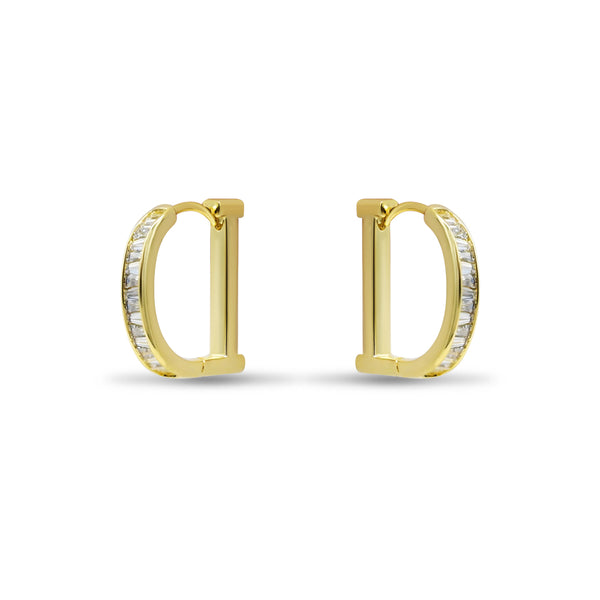 Gold "D" Initial Hoop with Baguette CZ
