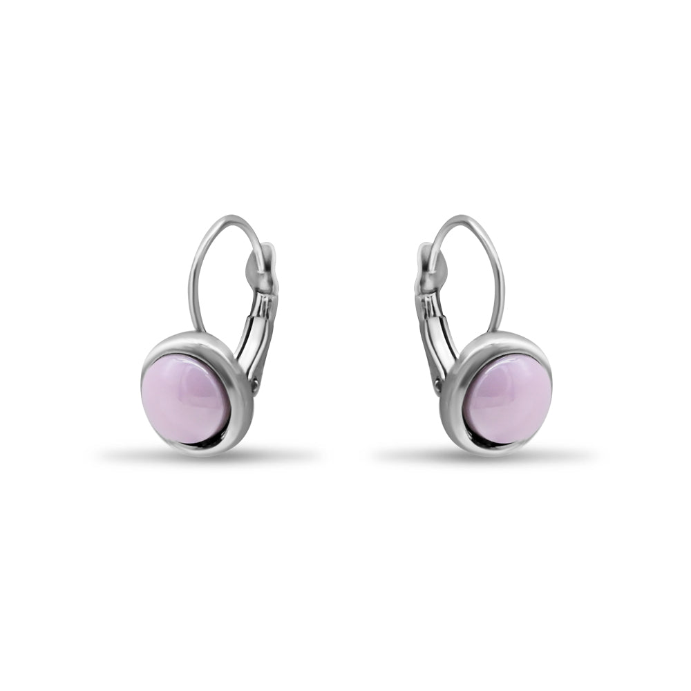 Silver Lever back with Pale Pink Stone