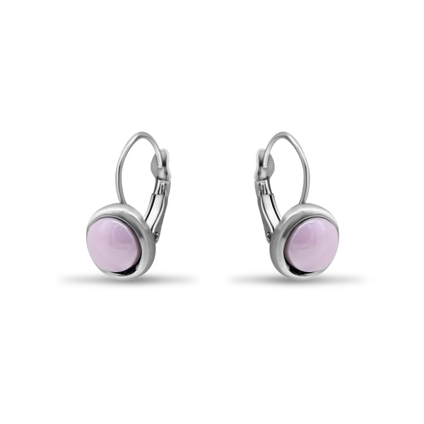 Silver Lever back with Pale Pink Stone