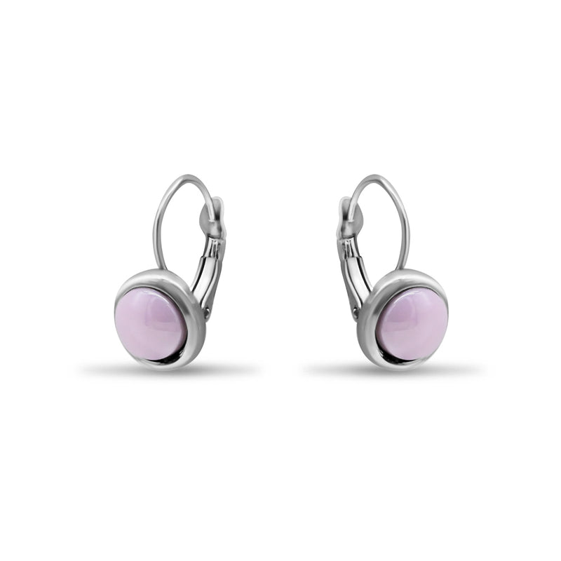 Silver Lever back with Pale Pink Stone