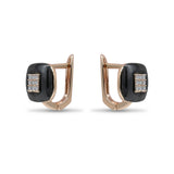 Rose Gold & Black Ceramic CZ Hoop