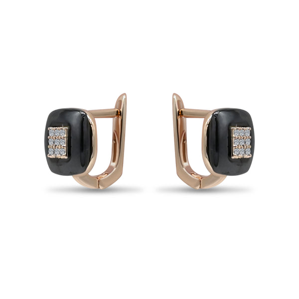Rose Gold & Black Ceramic CZ Hoop