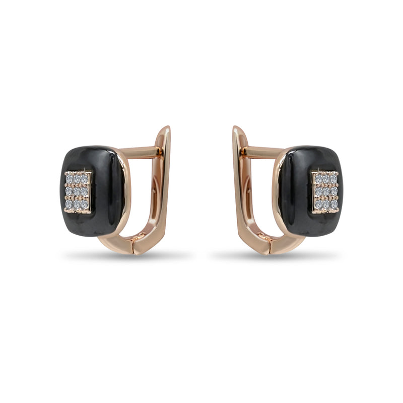 Rose Gold & Black Ceramic CZ Hoop