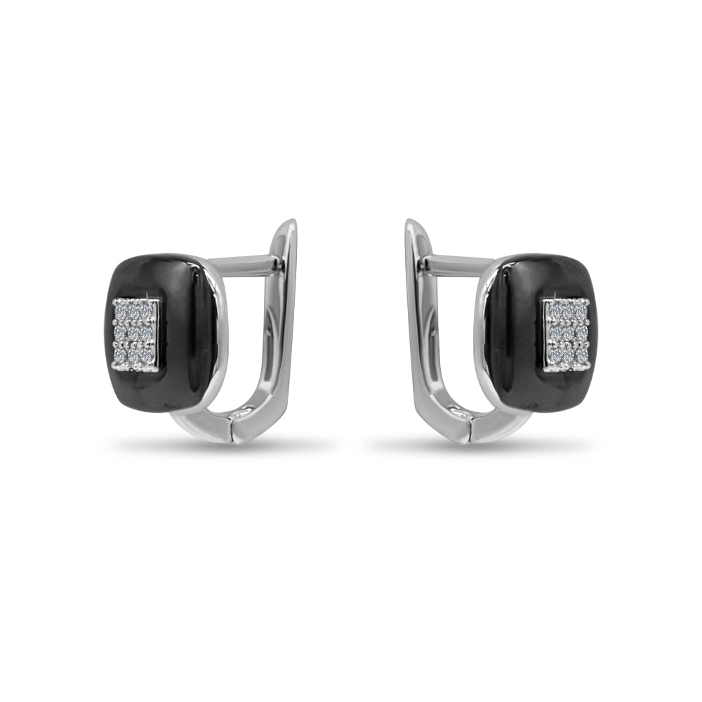 Rose Gold & Black Ceramic CZ Hoop