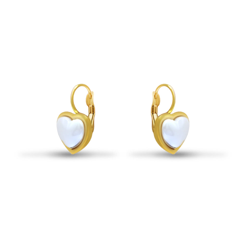 Gold Heart Leverback with Mother of Pearl