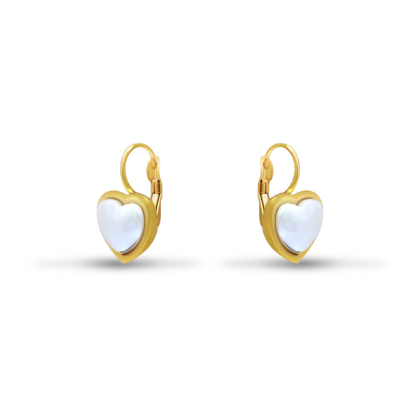 Gold Heart Leverback with Mother of Pearl