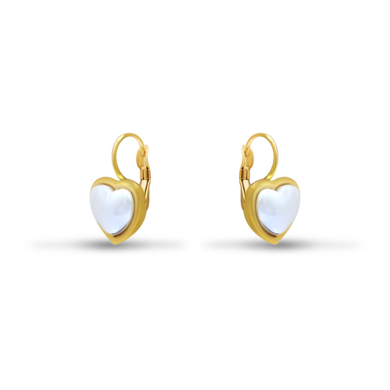 Gold Heart Leverback with Mother of Pearl