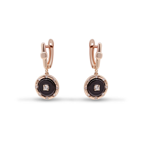 Rose Gold Onyx & CZ Drop