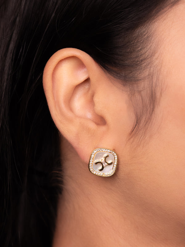 Baguette Mother Of Pearl Studs