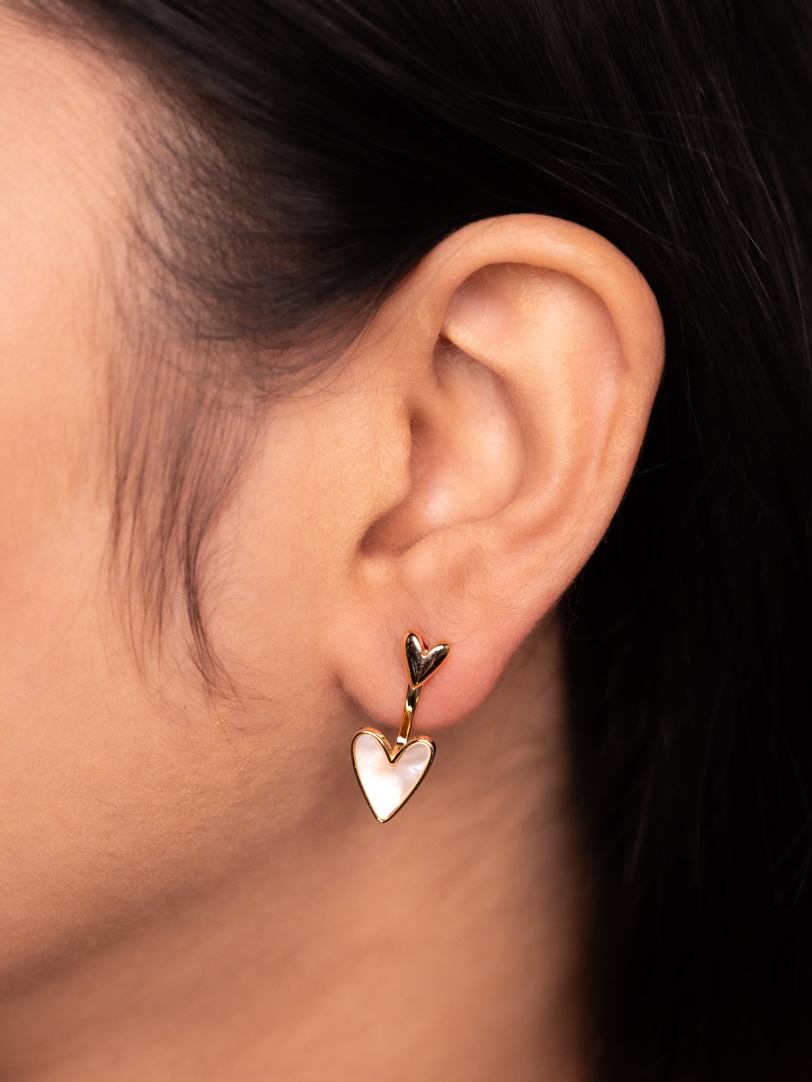 Heart Drop Earrings | 18k Gold Plated