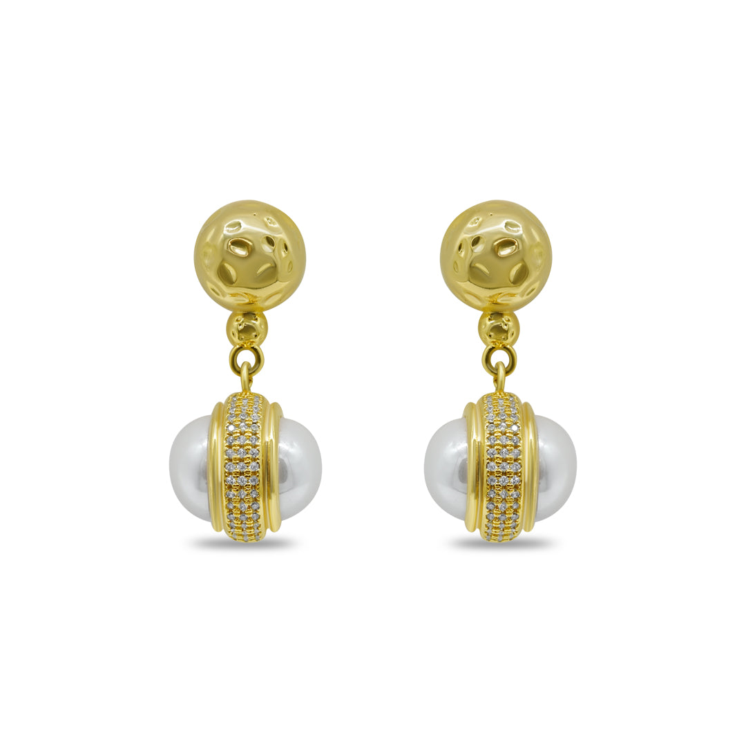 Round Stud & Pearl Drop