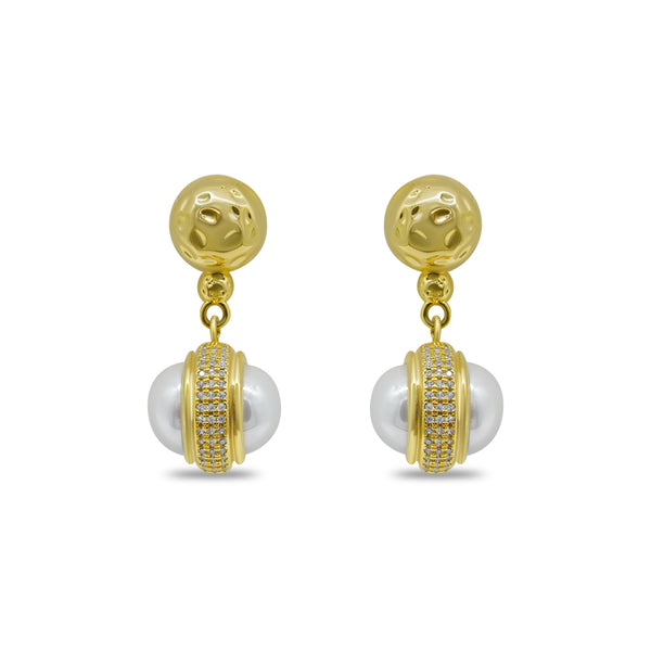 Round Stud & Pearl Drop