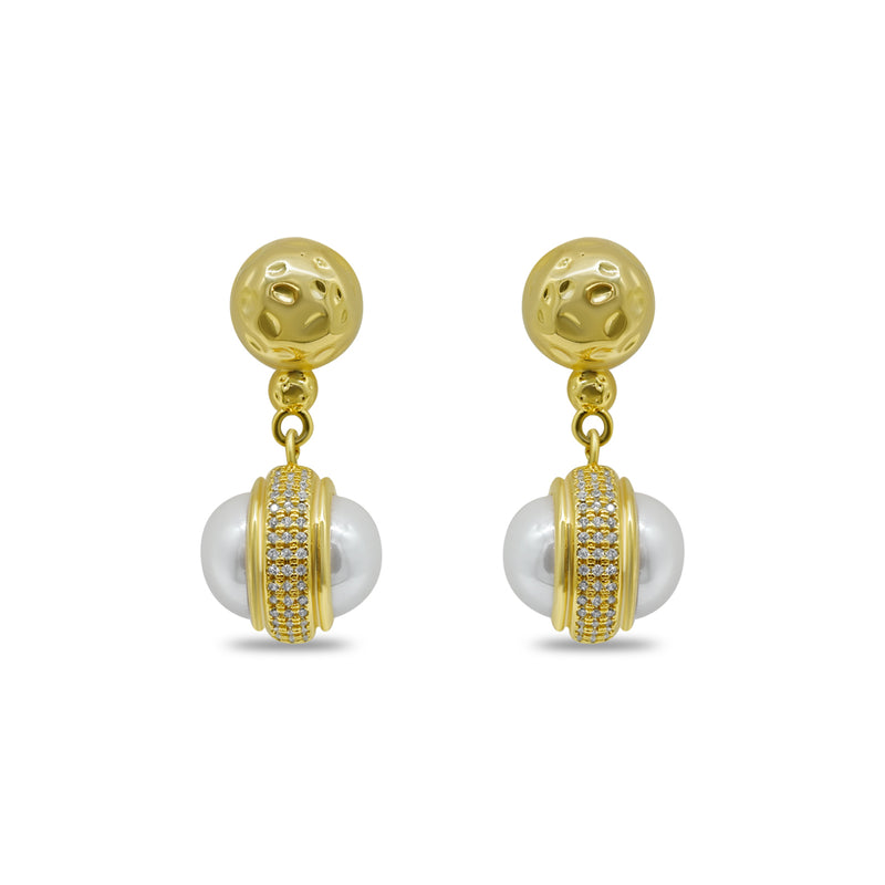 Round Stud & Pearl Drop