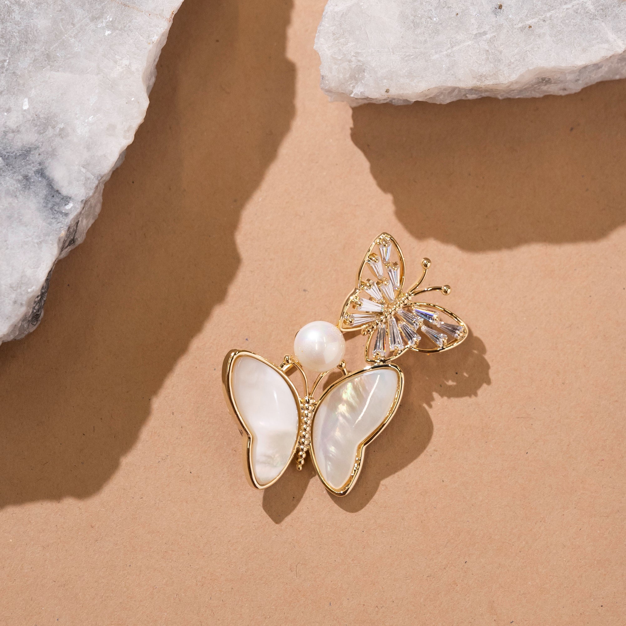 Natural Pearl Butterfly Brooch Pin