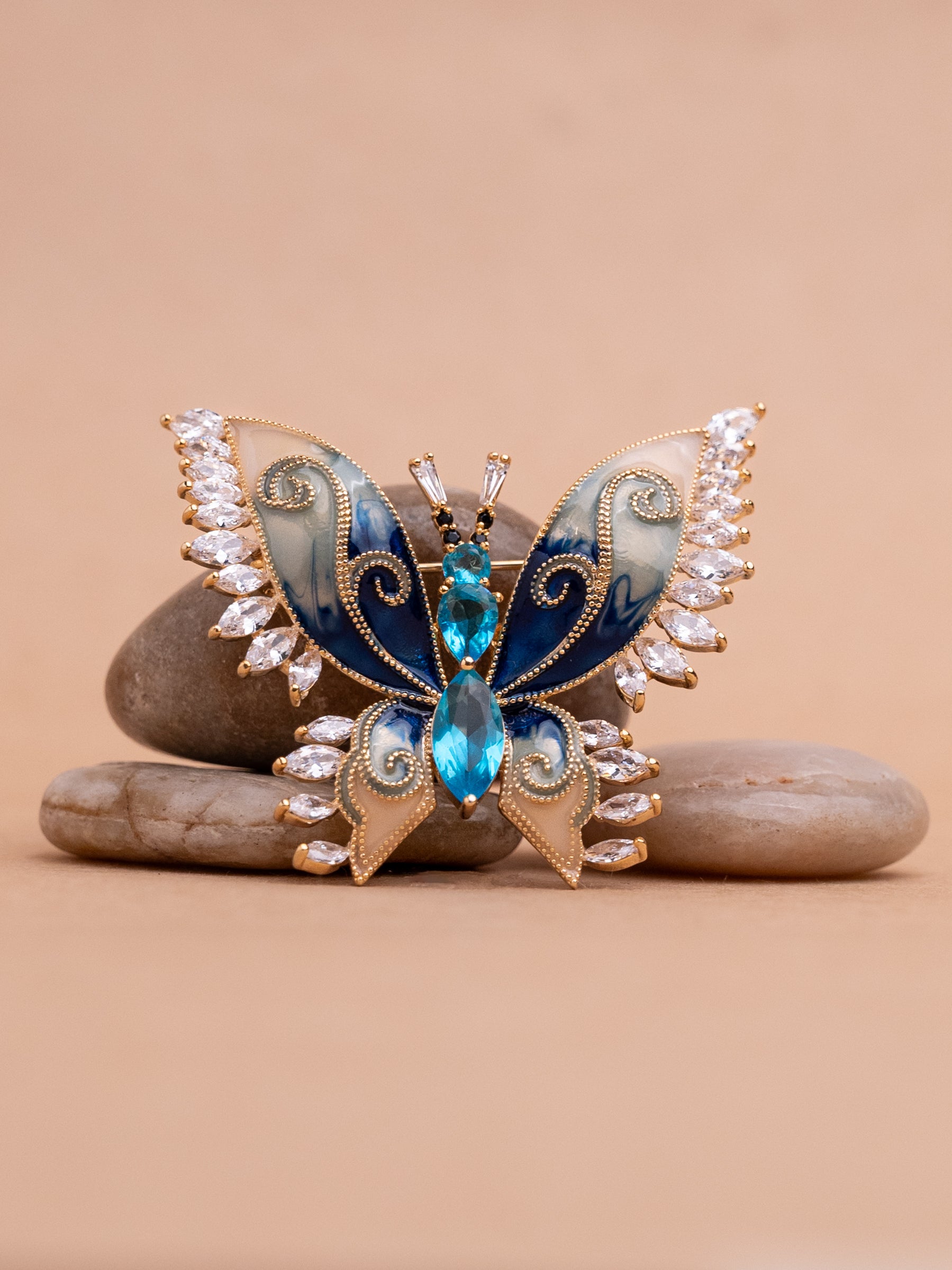 Crystal Butterfly Brooch Pin | 18k Gold Plated