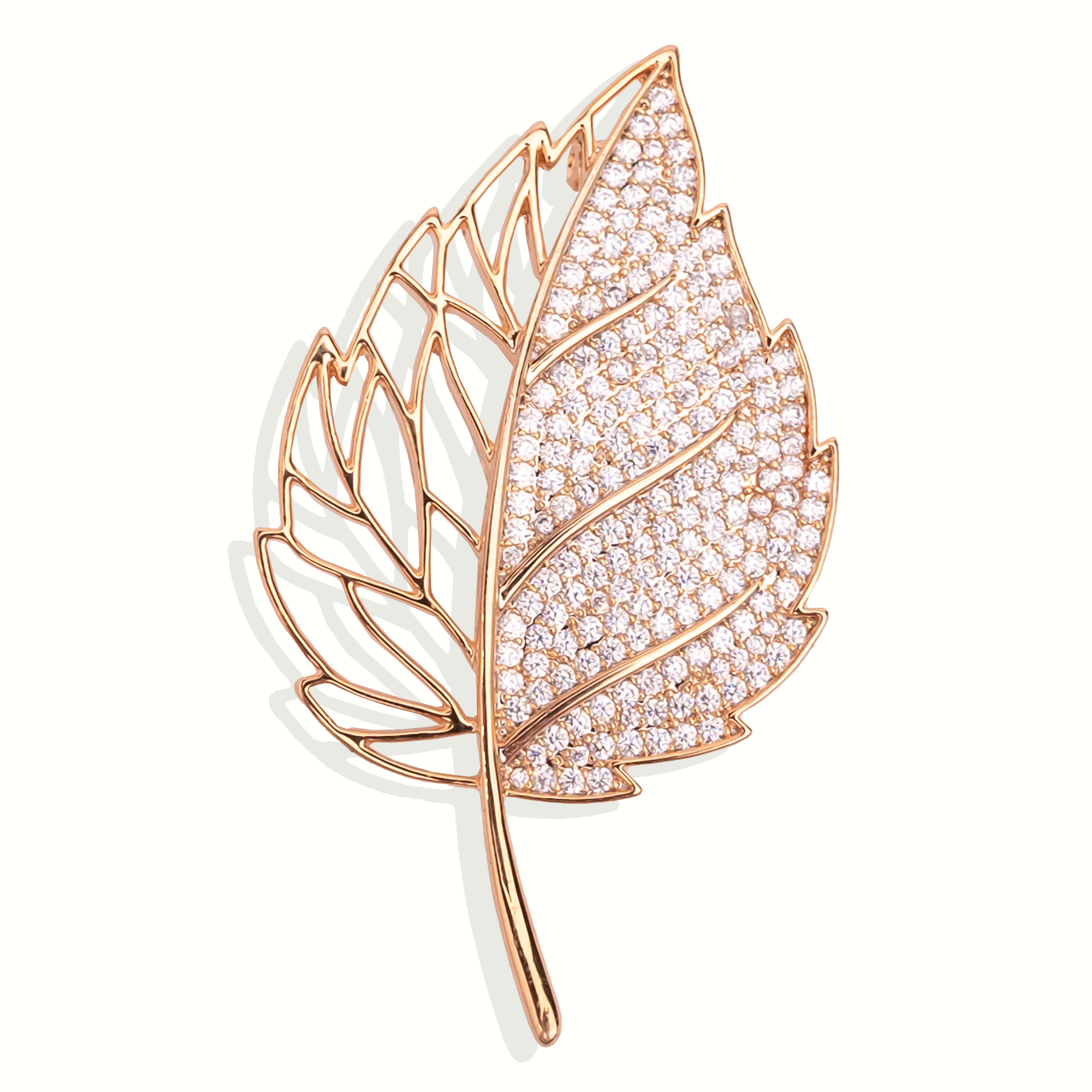 The Half Diamond Leaf Brooch Pin