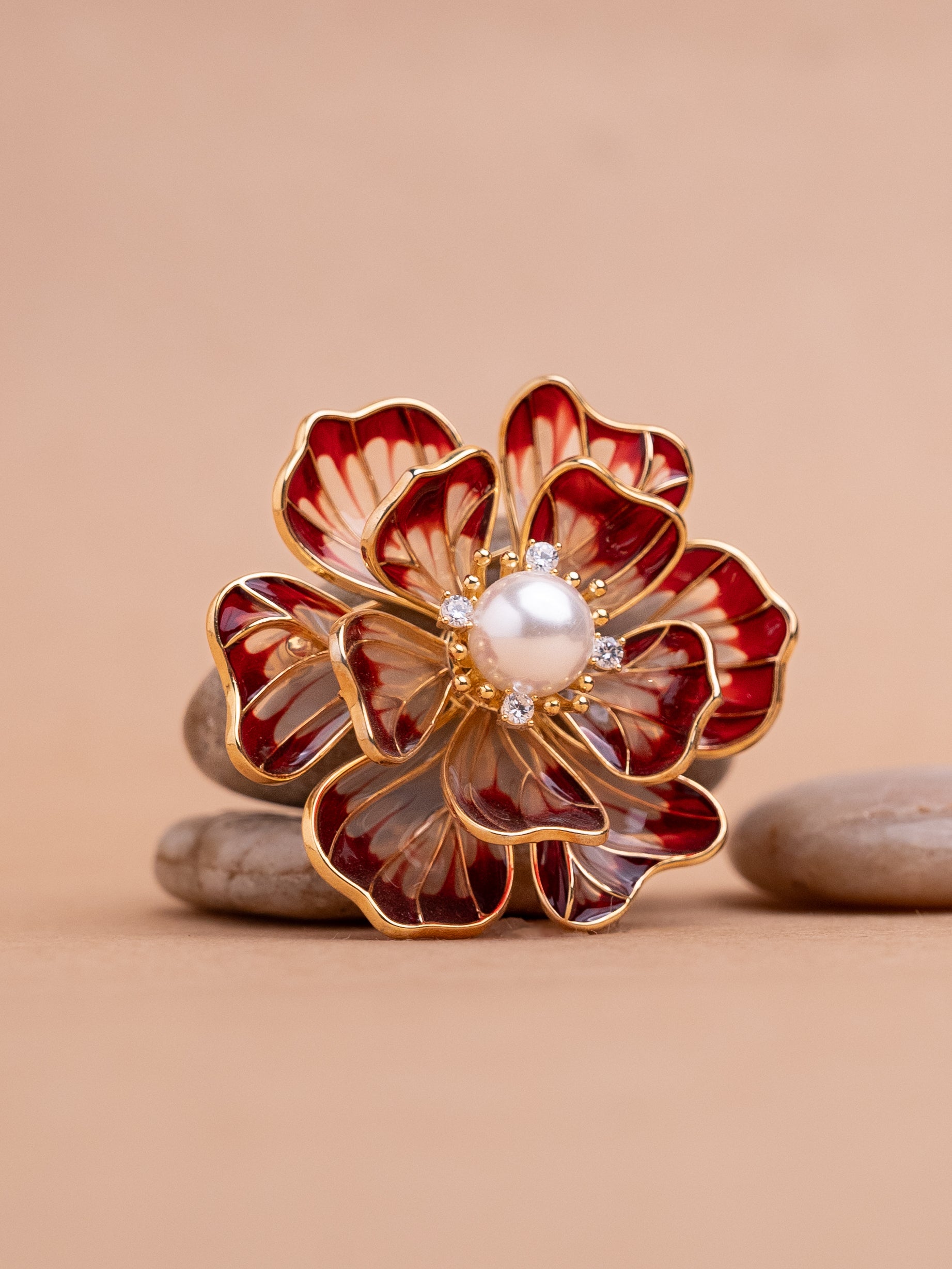 Pearl Peony Flower Brooch Pin