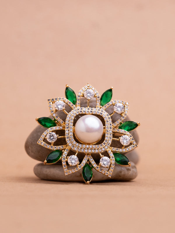 Classic Pearl and Green Stone