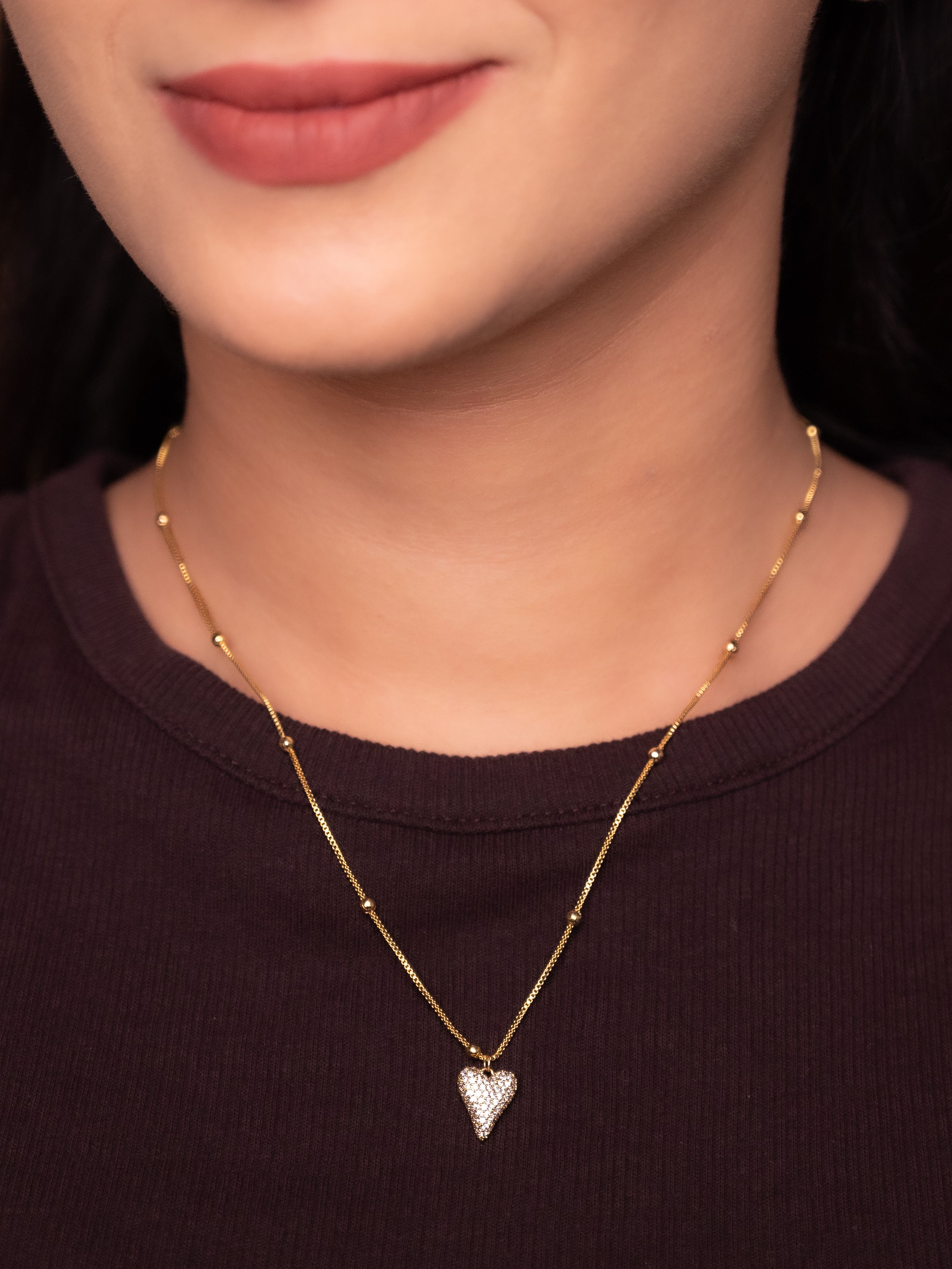Heart Diamond Necklace | Gold/Silver Polish