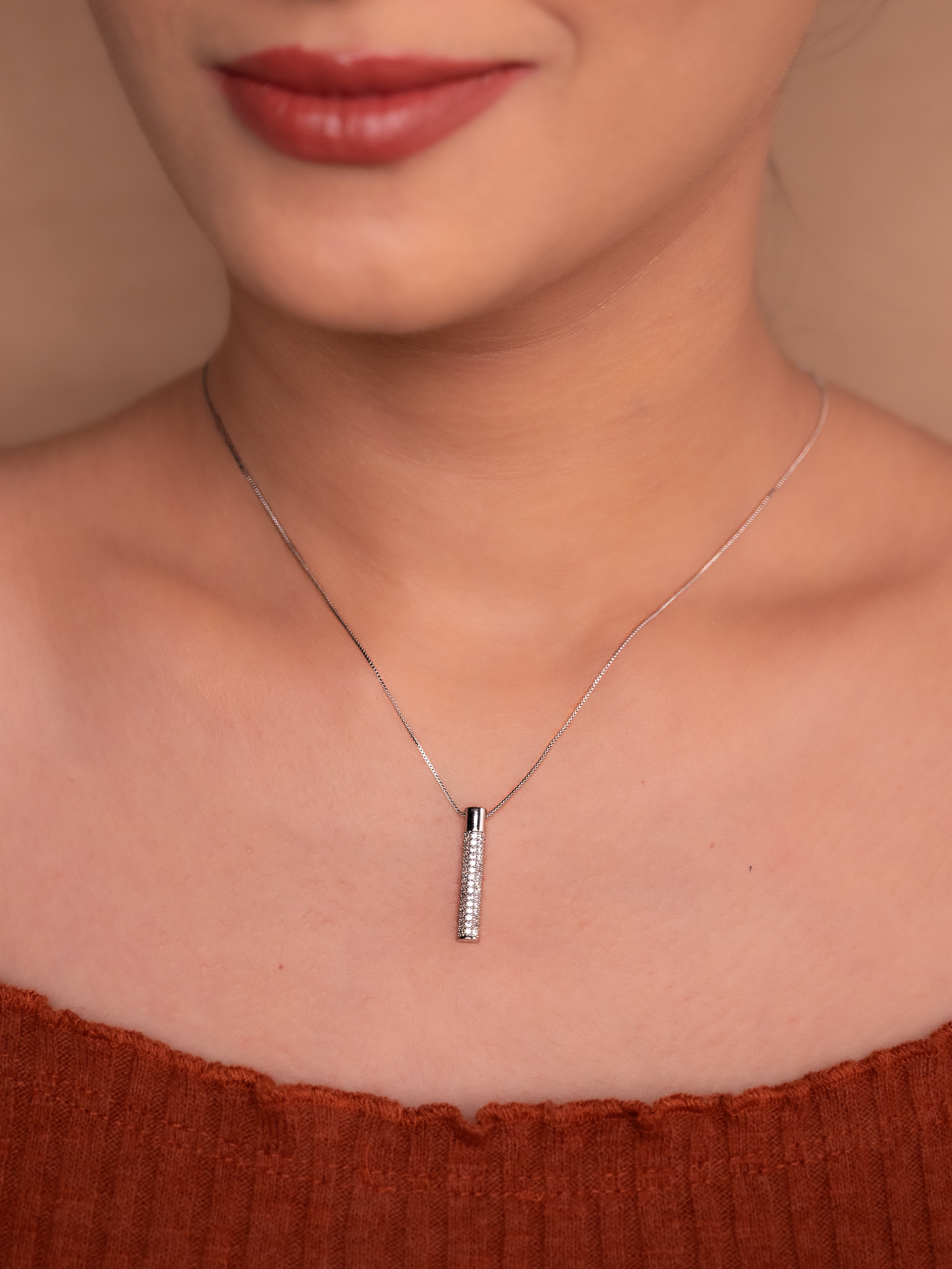 Vertical Pole Diamond Pendant