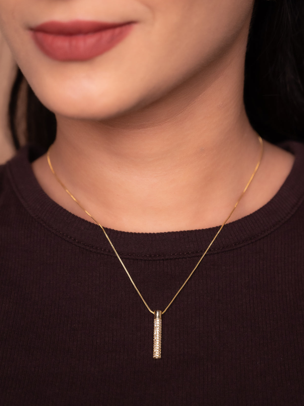 Vertical Pole Diamond Pendant