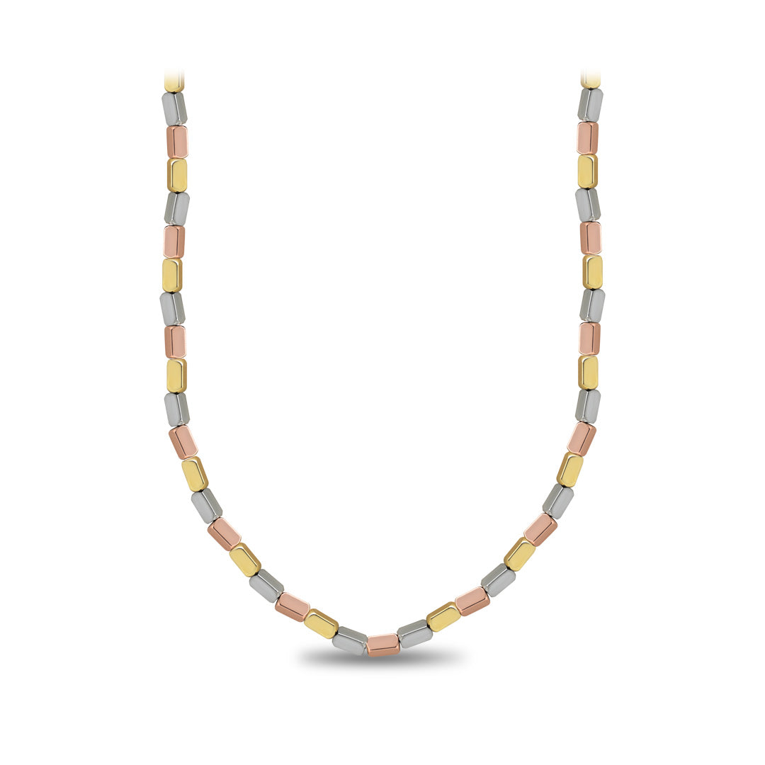 Tri-Colour Beads Necklace | 18k Gold Plated