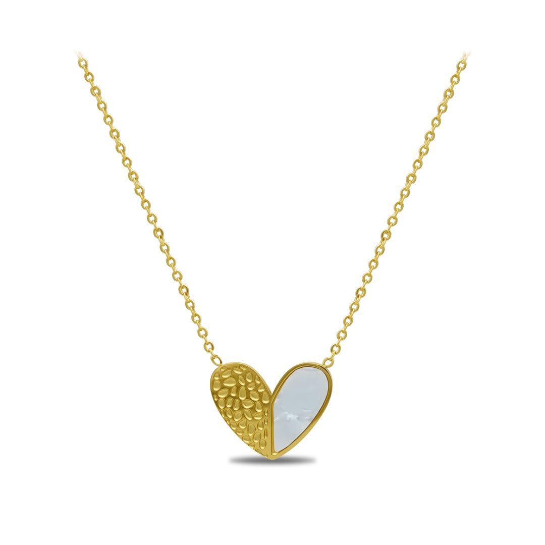 Mother of Pearl Half Heart Necklace